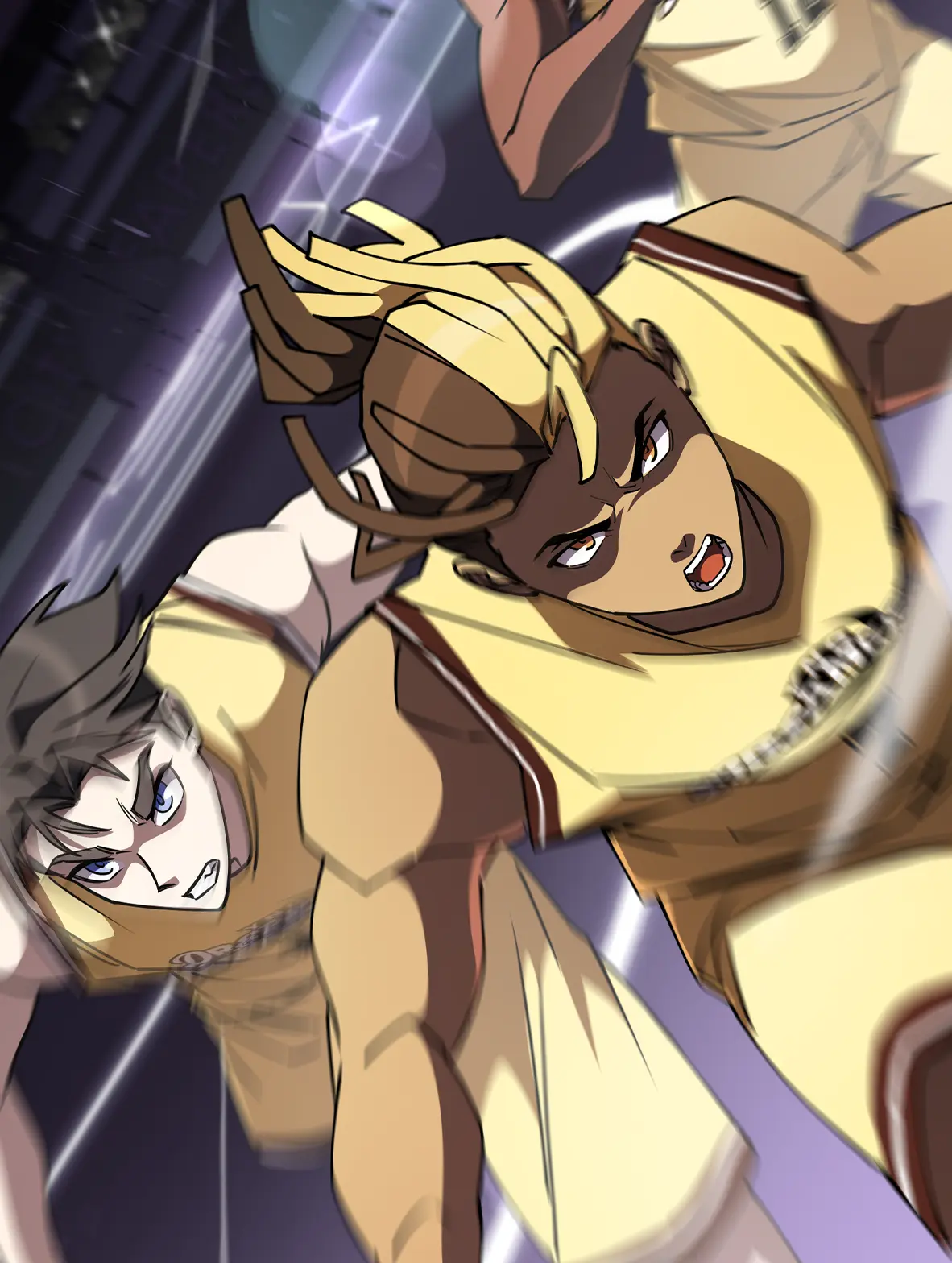 Webtoon panel from the Overtime Elite series, coloured by Simple but Fire Webtoon panel from the Overtime Elite series, coloured by Simple but Fire
