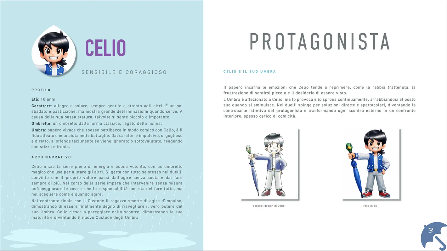 Example of a pitch from the series Umbras, done by Simple but Fire for author Davide Sarti